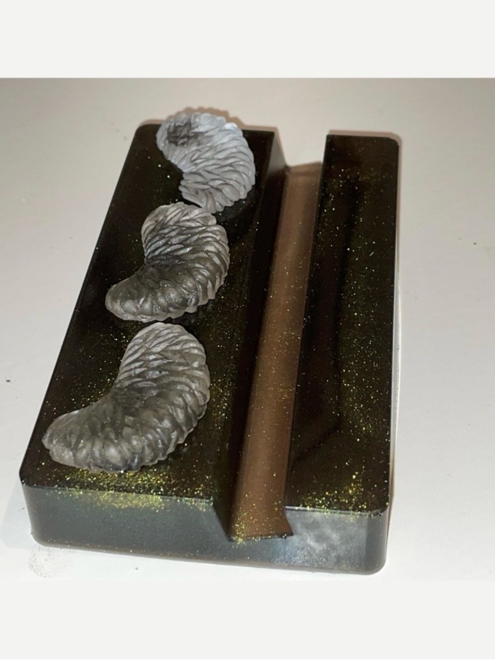 Black Glitter Galaxy Clear Citrus Slices Cell Phone Stand, Business Card Holder